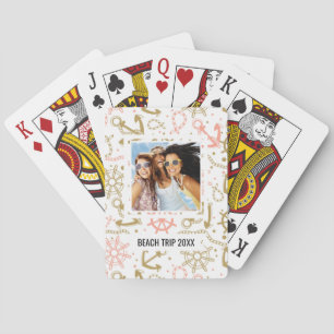 Add Your Name Golden Anchor Pattern Poker Cards