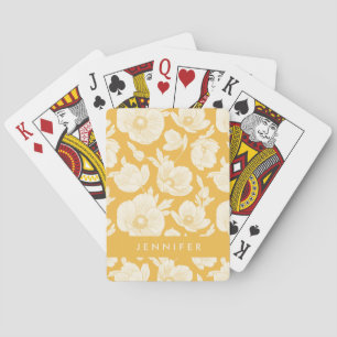 Add Your Name   Golden Flower Pattern Poker Cards