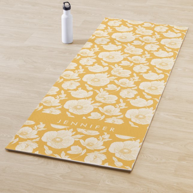 Add Your Name | Golden Flower Pattern Yoga Mat (In Situ)