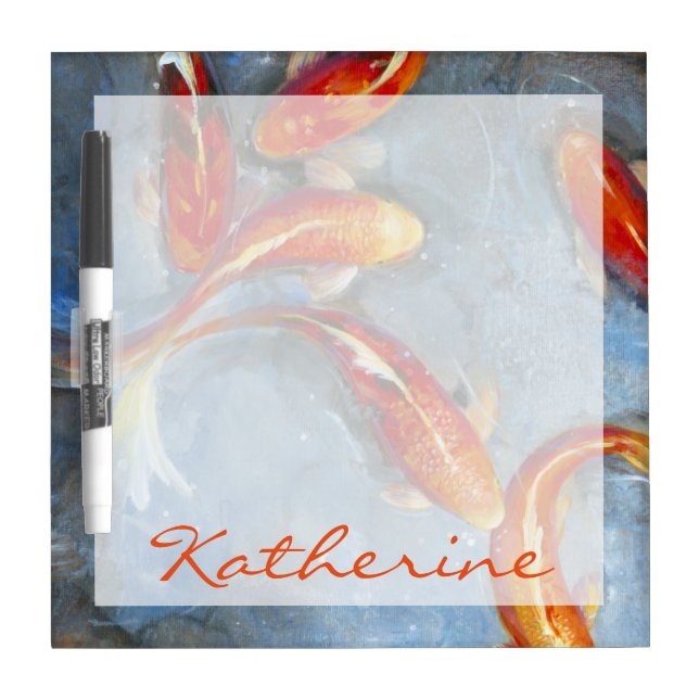 Add Your Name | Graceful Koi II Dry Erase Board (Front)