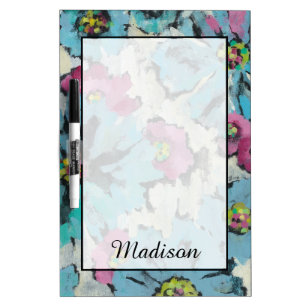 Add Your Name Graphic Pink and Blue Floral Dry-Erase Board