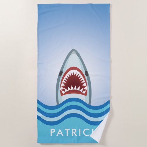Add Your Name Great White Shark Beach Party Beach Towel