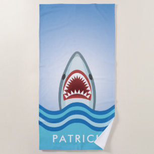 Add Your Name Great White Shark Beach Party Towel