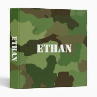 Add Your Name Green and Brown Camo Binder