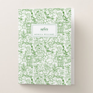 Add Your Name   Green Biology Pattern Pocket Folder