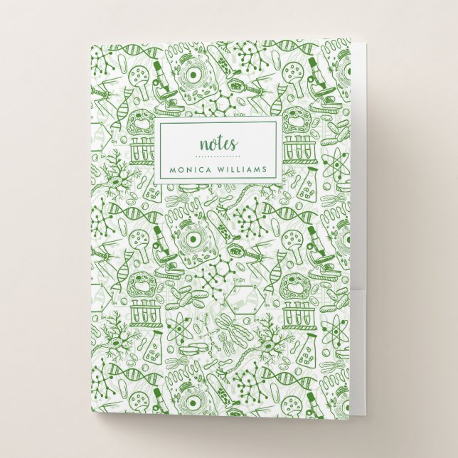 Add Your Name | Green Biology Pattern Pocket Folder (Front)