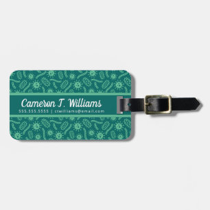 Add Your Name Green Microbes Pattern Luggage Tag