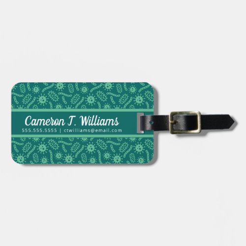Add Your Name  Green Microbes Pattern Luggage Tag