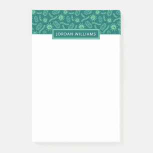 Add Your Name Green Microbes Pattern Post-it Notes