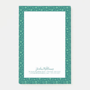 Add Your Name Green Microbes Pattern Post-it Notes