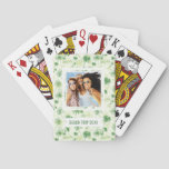 Add Your Name | Green Palm Tree Pattern Poker Cards