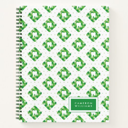 Add Your Name  Green Plaid Tooth Pattern Notebook