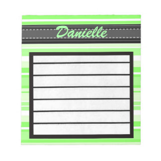 Add Your Name Green Stripes Notepad