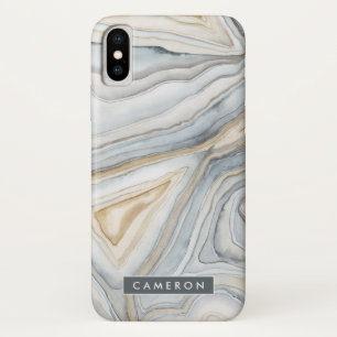 Add Your Name Grey Marbled Abstract Design iPhone X Case