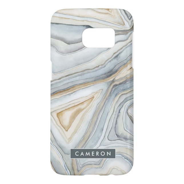 Add Your Name | Grey Marbled Abstract Design Case-Mate Samsung Galaxy Case (Back)