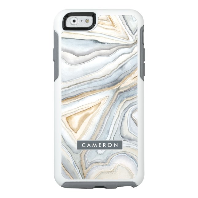 Add Your Name | Grey Marbled Abstract Design Otterbox iPhone Case (Back)