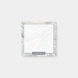 Add Your Name Grey Marbled Abstract Design Post-it Notes