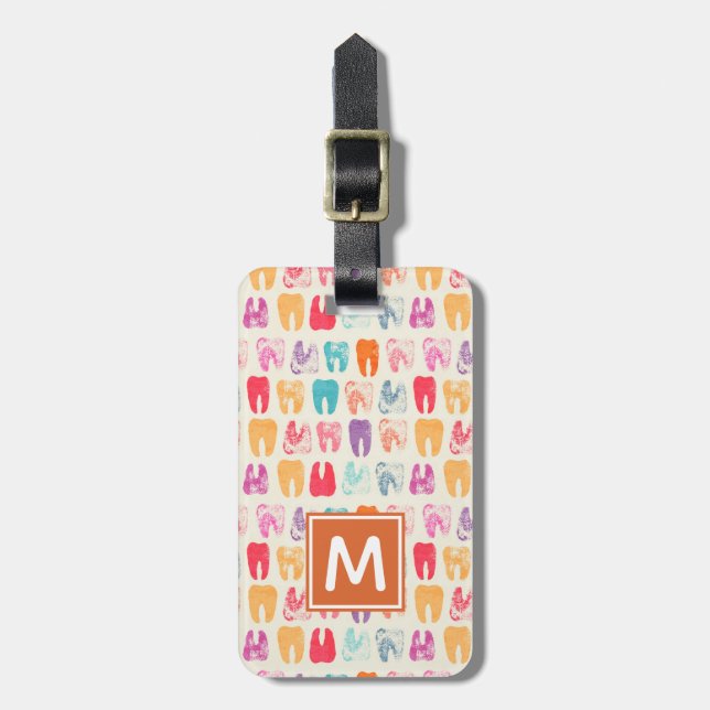 Add Your Name | Grunge Tooth Pattern Luggage Tag (Front Vertical)