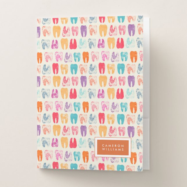 Add Your Name | Grunge Tooth Pattern Pocket Folder (Front)
