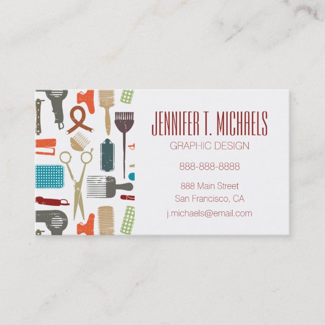 Add Your Name | Hair Care Pattern Business Card (Front)