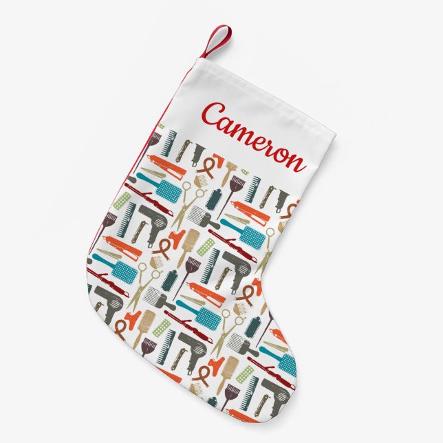Add Your Name | Hair Care Pattern Small Christmas Stocking (Front (Hanging))