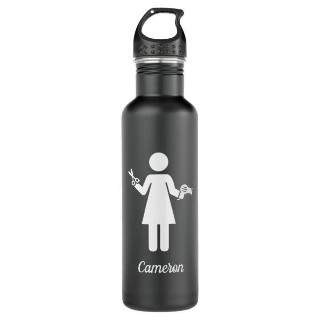 Add Your Name | Hairdresser Symbol Stainless Steel Water Bottle (Front)