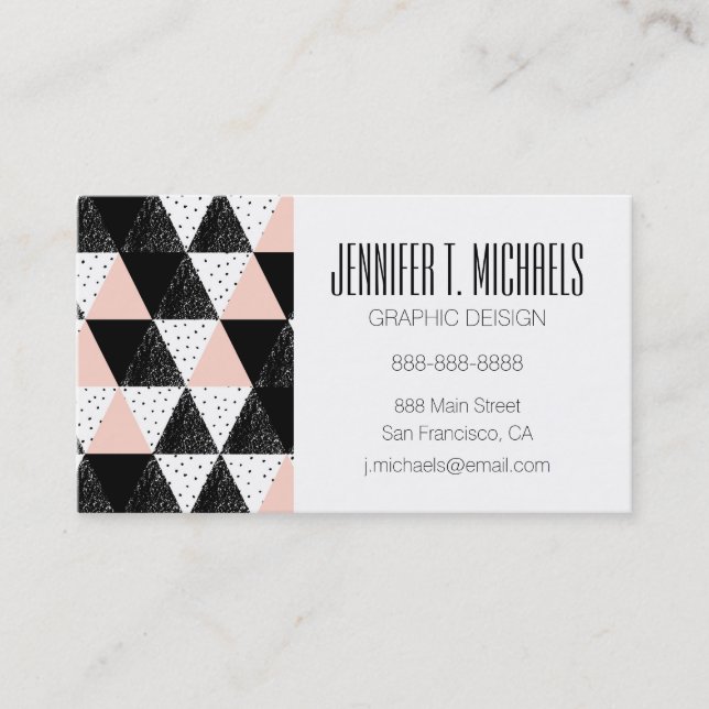 Add Your Name | Hand Drawn Triangle Geometric Business Card (Front)