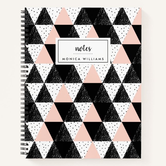 Add Your Name | Hand Drawn Triangle Geometric Notebook (Front)