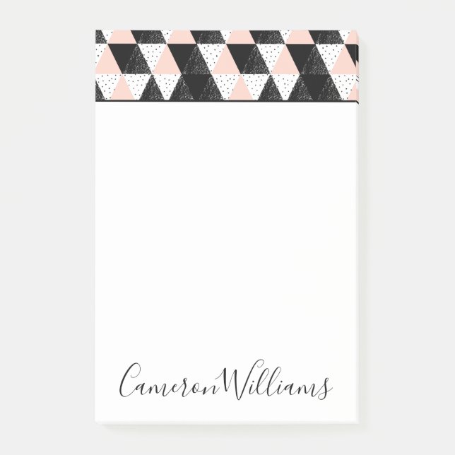 Add Your Name | Hand Drawn Triangle Geometric Post-it Notes (Front)