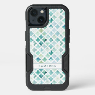 Add Your Name Hand Painted Turquoise Pattern iPhone 13 Case