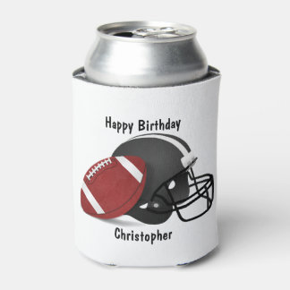 Add your name Happy Birthday Football Can Cooler
