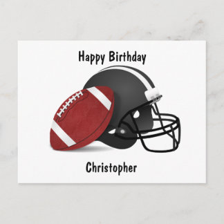Add your name Happy Birthday Football Postcard