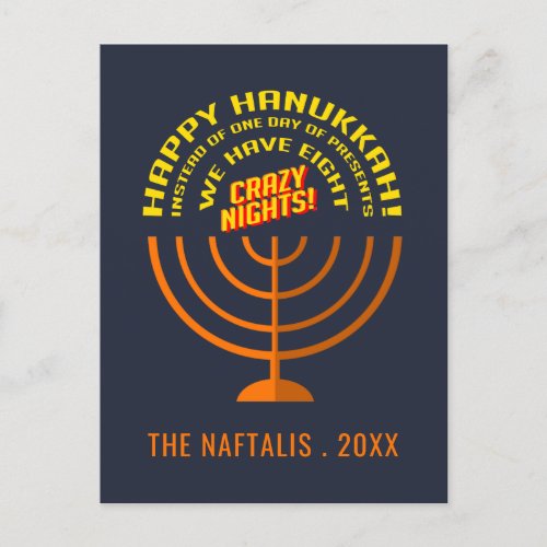 Add Your Name Happy Hanukkah Greetings Holiday Postcard