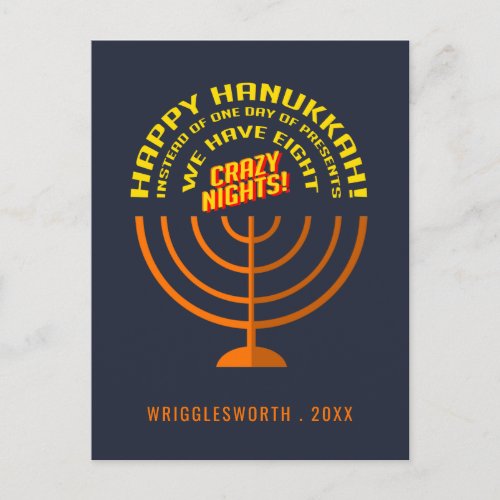 Add Your Name Happy Hanukkah Greetings Holiday Postcard