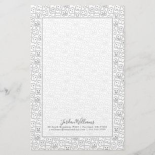 Add Your Name Happy Teeth Pattern Stationery