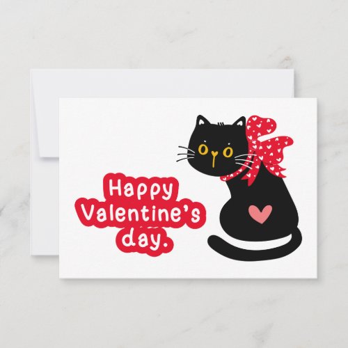 Add Your Name  Happy Valentines Day Black Cat Note Card