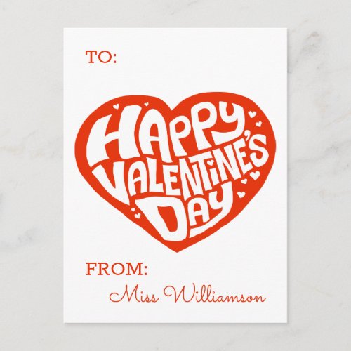 Add Your Name  Happy Valentines Day Postcard
