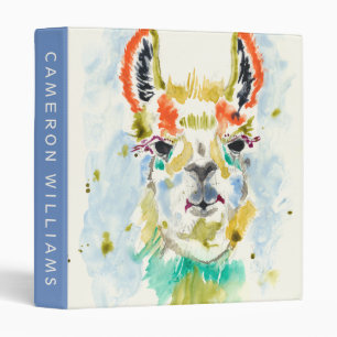 Add Your Name Hifi Llama - Portrait 3 Ring Binder