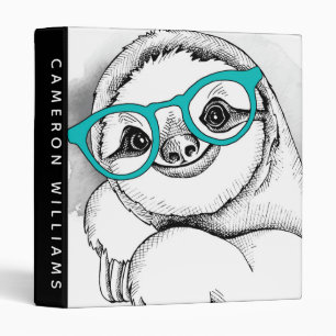 Add Your Name Hipster Sloth 3 Ring Binder
