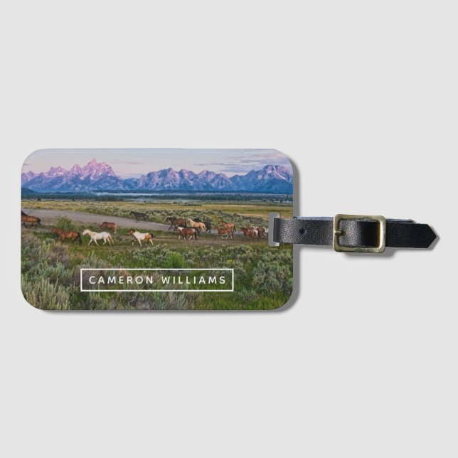 Add Your Name | Horses Walk Luggage Tag (Front Horizontal)
