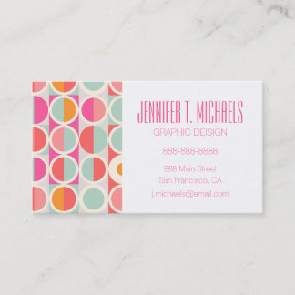 Add Your Name | Hot Pink Retro Circle Pattern Business Card