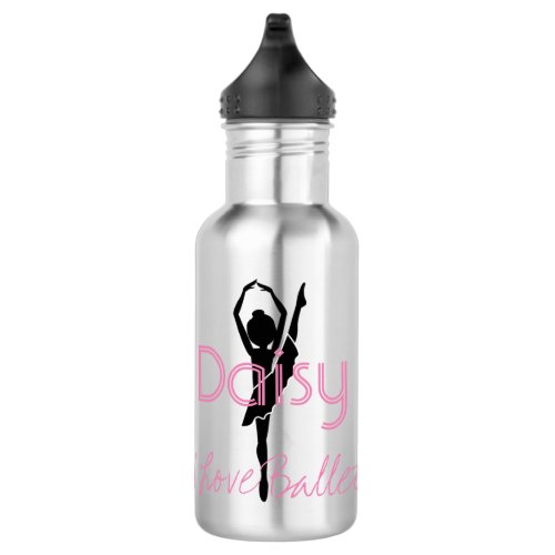 Add Your Name I Love Ballet Silhouette Stainless Steel Water Bottle
