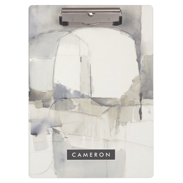 Add Your Name | Improvisation I Gray Abstract Clipboard (Front)