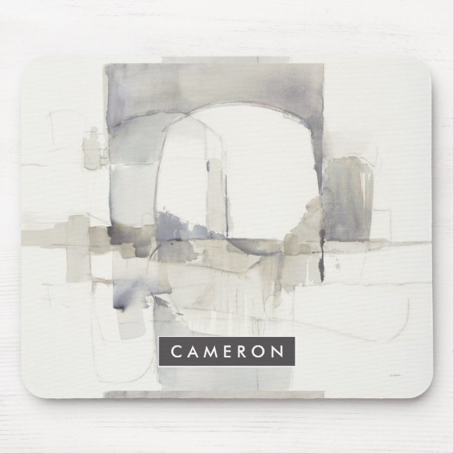 Add Your Name | Improvisation I Gray Abstract Mouse Pad (Front)