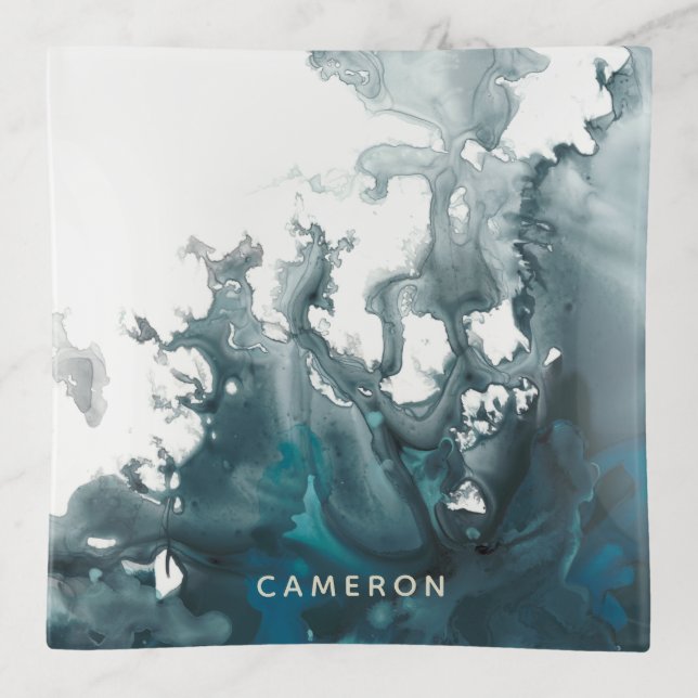 Add Your Name | Indigo Tempest Trinket Tray (Front)