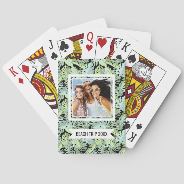Add Your Name | Jungle Floral Pattern Poker Cards (Back)