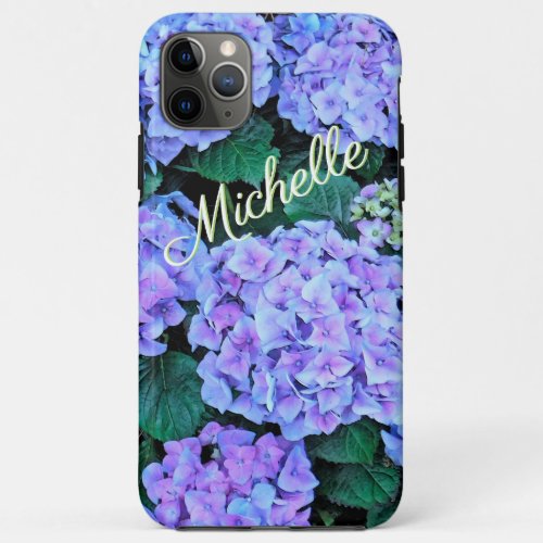 Add Your NameLAVENDER BLUE HYDRANGEAS iPhone 11 Pro Max Case