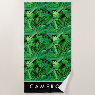 Add Your Name Leaves Of Tropical Palm Trees Beach Towel
