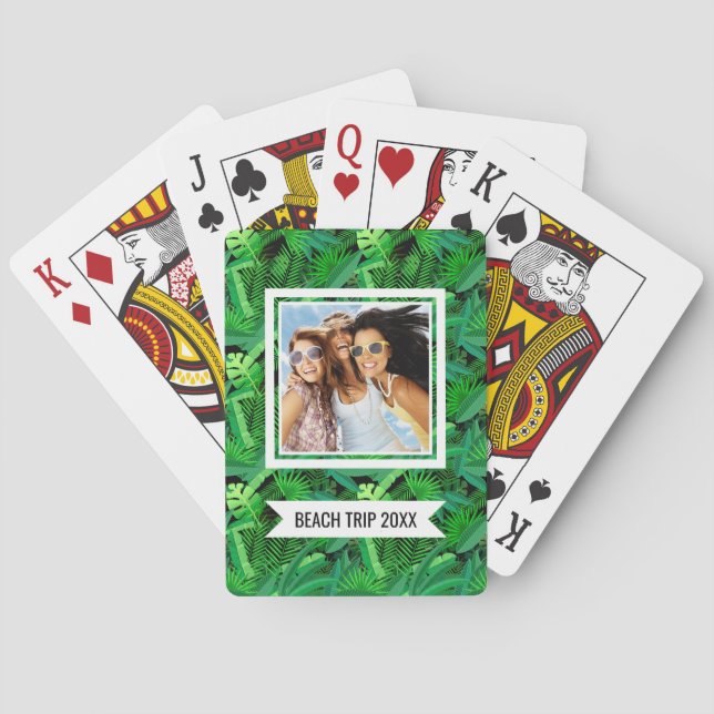 Add Your Name | Leaves Of Tropical Palm Trees Poker Cards (Back)