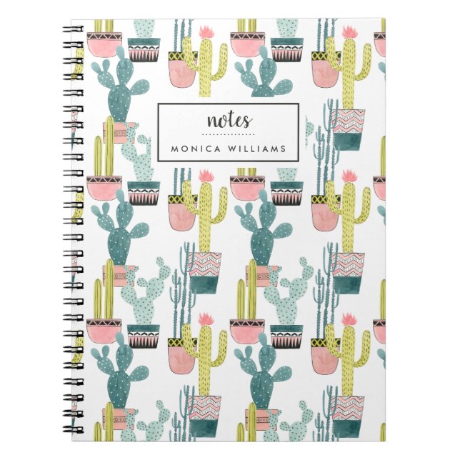 Add Your Name | Let's Taco About Love | Cactus Pat Notebook (Front)